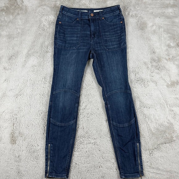 Pilcro High-Rise‎ Denim Leggings Moto Style Dark Wash Size 29 - Picture 1 of 11